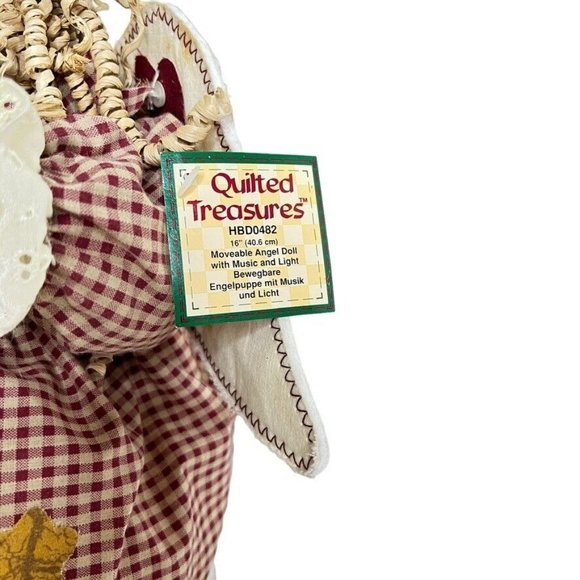Quilted Treasures Angel Doll Christmas 16" Moveable Patchwork Music Light Works - Picture 7 of 15